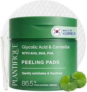 PLANTIFIQUE Korean Glycolic Acid Pads with CICA, 60 Pcs - AHA, BHA, PHA Face Exfoliating Pads for Gentle Skin Renewal - Toner Pads for Cleansing All Skin Types - Vegan Formula & Refillable Container