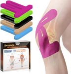 Kinesiology Tape for Knees Pre Cut, 12 PCS Upgrade KTQUICK Knee Tape For Knee Pain Relief Pre Cut, Original Cotton Knee Tape, Flexible & Durable Sports Tape for Support & Comfort During Workouts, Pink