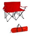 Loveseat Style Double Camp Chair with Steel Frame by Trademark Innovations (Red, 31.5" H)