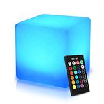 Mr.Go 16" Waterproof LED Light Cube Stool Color Changing Mood Lamp Cube Seat with Remote, 16 Colors, Dimmable Brightness, Rechargeable Night Light Decorative Light for Indoor Outdoor Patio Party