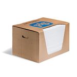 New Pig Oil Absorbing Mat Pad in Dispenser Box, Absorbs Oil and Fuel, Repels Water, 14-Ounce Absorbency, 20” x 15”, Box of 200, MAT485