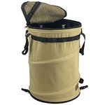 Sutekus Pop Up Storage Bin Collapsible Trash Can Recycle Container Reusable Utility Storage Bag with Zippered Lid for Camping, Laundry, Storage and Garden (Khaki Color)