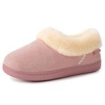 EverFoams Women's Cosy Warm Slippers Fluffy Faux Fur Microsuede Memory Foam Indoor Outdoor Closed-back Pink, 5-6 UK