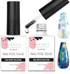 Makartt Nail Foil Glue Gel for Nail, Foil Gel Transfer for Nails Art Stickers Strong Adhesion Foil Transfer Gel Soak Off Nail Foil Kit Gel Nail Glue Manicure Salon DIY UV Lamp Required 15ML 2pcs