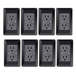 NineLeaf 8 Pack Receptacle Dual USB Electric Adapter Dual Plug Wall Plates Socket Outlet Power Black Charger for Iphone Samsung Ipad tablet PC Smart Phones