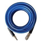 aunstarwei PVC Reinforced Air Compressor Hose Blue with 1/4" Europe Steel Quick Coupler and Plug Fittings, 15m Length