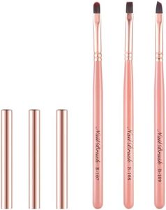 INENK Pink Nail Art Clean Up Brushes for Cleaning Polish Mistakes on the Cuticles, Acetone Resistant Nail Brush, Fingernail Cleaning Brushes for Nail Art and Designs (Round&flat&Bevel)