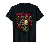 Funny Bullet My Valentine Skull Roses and Red Blood Horror T-Shirt