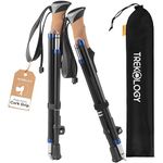 TREKOLOGY Walking Poles 2pc with Real Cork Grip, Trekking Poles for Women Men, Nordic Walking Poles, Aluminum Lightweight Hiking Poles for Seniors, Adjustable Hiking Sticks with Durable Hand straps