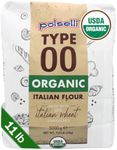 POLSELLI Organic Flour, Type 00, 100% Italian Grain, Double Zero Flour, OO Extra Fine, 5 kg, 11 lbs, BIO, Neapolitan Italian Pizza, Bread, Pasta, All Natural, Unbleached, All-Purpose, Unbromated, No Additives
