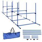 Pawhut 39" L Dog Agility Training Equipment for Large Medium Small Dog, 4 PCS Adjustable Height Hurdles for Agility Training, Obstacle Course Starter Kit, 4.5KG Net Wight, Blue