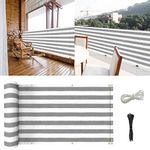 Balcony Privacy Screen Cover 3'x16.4',Fence Privacy Screen Outdoor Patio Deck Privacy Panels Porch,Balcony Shade Fence Covering for Privacy with Cable Ties & Ropes,UV-Proof Waterproof (Grey White)