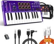 Synido 25 Key USB MIDI Keyboard Controller with Drum Pads, Professional Mini Midi Keyboard with OLED Screen, Beat Maker Machine for Music Production, Purple, TempoKEY K25