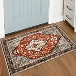 Lahome Boho Tribal Area Rug - 2x3 Small Red Oriental Entryway Rugs for Bedroom, Soft Washable Non Slip Bathroom Mat Indoor Throw Carpet for Laundry Room Foyer Bedside Living Room