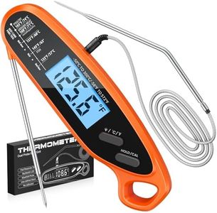 Otemly Meat Thermometer Digital for Cooking & Grilling with Dual Probe, Large Backlit & Calibration, Instant Read Kitchen Food Thermometer for Candy, Oven, Grill, BBQ, Smoker, Air Fryer & Oil Fry