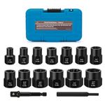 Mayouko 15PCS Twist Impact Socket Set, Stripped Lug Nut Remover, Easy Out Bolt Extractor Set for Damaged, Frozen, Studs, Rusted, Rounded-Off Bolts & Nuts Screws