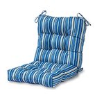 Greendale Home Fashions Outdoor Seat/Back Chair Cushion, 1 Count (Pack of 1), Steel Blue Stripe