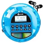 KLIM Nomad Transparent Blue - Portable CD Player Walkman with Long-Lasting Battery - Includes Headphones - Discman MP3 Player - TF Card AM FM Radio Bluetooth AUX - Ideal for Home, Cars - 2024 Version