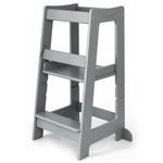 Stepup Baby Toddler Step Stool - Adjustable Height Kids Helper Step Stool, Durable, Non-Slip and Bathroom Sink, Platform for Kitchen, Toddler Tower for Exploration and Growth - Grey