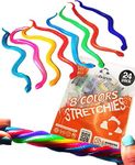 UpBrands 24 Stretchy Snakes Toys 6 Inches Bulk Set, 8 Glitter Colors, Kit for Birthday Party Favors for Kids, Goodie Bags, Easter Egg Basket Stuffers, Pinata Filler, Small Classroom Prizes