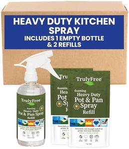 Truly Free Heavy Duty Pot & Pan Spray - Powerful Foaming Grease Remover, Multi-Purpose Kitchen Cleaner Spray Degreaser for Oven, Stoves, Grill & More, Citrus Scent - Includes 1 Empty Bottle & 2 Refill