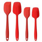 Silicone Spatulas Set, Rubber Spoon Spatula Heat Resistant Spoonula One Piece Design Seamless Spatula Non-Stick Scrapers Baking Mixing Tool (Red)