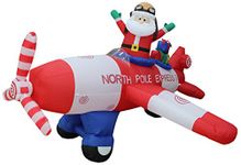 Animated - 8 Foot Wide Christmas Inflatable Santa Claus Flying Airplane 2012 Blow Up Yard Decoration