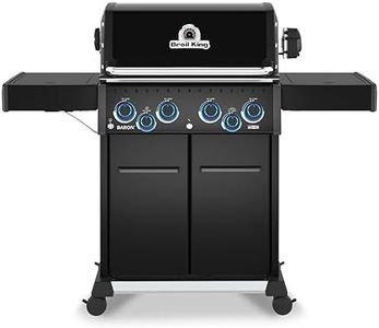 Broil King 674144 Baron 490 Pro Shadow 4-Burner Propane Gas Grill in Black with Side Burner and Rear Rotisserie Burner Pellet Ready