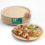ECO SOUL [12 inch, 25-Pack] Areca Palm Leaf Round Plates | Disposable Plates Big Size Eco-Friendly Biodegradable Like Bamboo Wood Plates | Party, Wedding, Event Plates (30 cm)