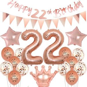 Globos 22 cumpleaños mujer decoración oro rosa conjunto,22 cumpleaños decode la fiesta de las mujeres feliz cumpleaños 22th oro rosa globo 22 años las mujeres chica deco Happy 22th Birthday banner