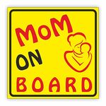 KREEPO Mom on Board Kid's Safety Sticker Scratch Resist, Removable for Car_Pack of 2, Size(5.5inch X 5.5inch)_kr13