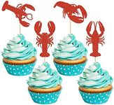 24Pcs Lobster Cupcake Toppers Red G