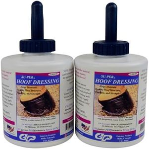 SU-PER Hoof Dressing for Horses - Helps Maintain Healthy Hoof Structure, Pliability, and Strength - Made with Fish Oil, Pine Tar, and Essential Oils - 1 Quart, (2 Pack) + Brush