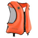 FORWEWAY Dual-Chamber Inflatable Buoyancy Jacket Adjustable Flotation Aid for Adults High Visibility Design for Swimming Fishing Water Activities (Orange)