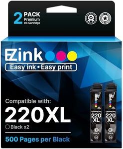 E-Z Ink Remanufactured Ink Cartridge Replacement for Epson 220 XL 220XL T220XL to use with WF-2760 WF-2750 WF-2630 WF-2650 WF-2660 XP-320 XP-420 XP-424 (2 Black)