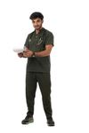 MedWear Classic Scrub for Men | Half Sleeves | Comfort Fit | V-neck | Top&Bottom | Doctors, Nurses & Medical Students | (Olive Green, Medium)