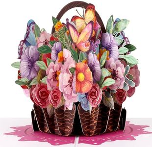 Giiffu Paper 3D Flower Basket Pop Up Greeting Card with Envelope, Happy Birthday Card for Women Mom Wife, All Occasion Greeting Cards for Valentine's Day, Mothers day, Anniversary