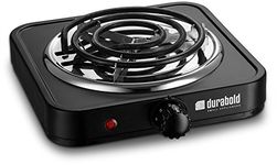 Kitchen Counter-top Cast-Iron Burner - Stainless Steel Body – Ideal for RV, Small Apartments, Camping, Cookery Demonstrations, or as an Extra Burner – by Durabold (Black)