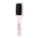 L'ANGE HAIR Le Vite Curve Ceramic Straightening Brush | Heated Straightener Flat Iron for Smooth, Anti Frizz Hair | for All Hair Lengths | Hot Styling Brush for Effortless Straightening (Blush)