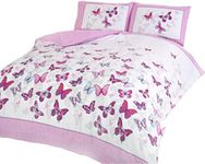 Art Flutter Butterfly Pink and White Single Duvet Cover Set Bedding Bedlinen, Cotton and Polyester, 1 piece