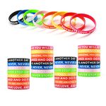 32pcs Silicone Motivational Wristbands for Men Women, Silicone Rubber Bracelet 8 Color Pink Black Red Blue Yellow with Inspirational Motivation Quotes for Football Gym Sport Party