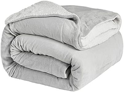 Hansleep Sherpa Manta Sofa, Manta Polar Invierno, Suave Manta para Cama, Sherpa Blanket, 220x240cm, Gris Claro y Blanco