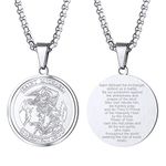 Stainless Steel Saint Michael Necklace Catholic Religious Jewelry Women Men St Michael Archangel Pendant