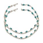 PEEN ZONE WE DELIVER THE ACTUAL JEWELRY Peenzone 92.5-925 Sterling Silver Handmade Cup Setting Turquoise Pear & Round Shape Stone Payal (Anklets) | Gift for Women Girls (Pear, Silver)