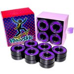 Naivskb Skate Bearings 8mm 16 Pack, Precision 608 Bearings Quad Inline Speed Skates Roller Derby Skateboard Longboard(Neon Purple)