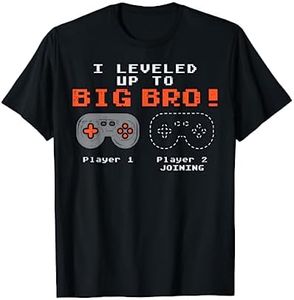 Leveled Up Big Bro Gamer Baby Announcement New Brother Gift Camiseta