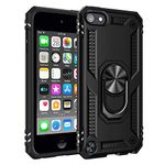 BestST [Tough Armor [Black] Case for iPod Touch 5/6/7, Air Cushion Technology Hard PC Back Flexible TPU Slim Protection Slim for Apple iPod Touch 5/6/7 Case(Black)