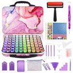 Waykape 70 Slots Diamond Painting Accessories Kit, 5d Diamond Painting Storage Case, Diamond Art Storage Accessories and Tools with DMC 447 Colors Stickers, Diamond Dotz Accessories W/Resin DIY Pen