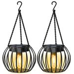 UBright Solar Outdoor Lights Hanging Solar Lantern Metal 15" Solar Lights for Outside Solar Lights Outdoor Waterproof Lanterns Decorative Solar Powered Outdoor Lighting for Garden Yard Patio, 2 Pack