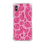 Aesthetic Pink Trippy Smile Face Case Compatible with iPhone Xs Max, Retro Vintage Hippie Melting Smiling Face Case for iPhone Xs Max for Teens Men and Women, Cool TPU Bumper Phone Case Cover